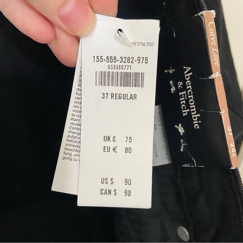 Abercrombie & Fitch NWT Ultra High Rise 90s Straight Denim Jeans Black size 24 - Picture 8 of 10